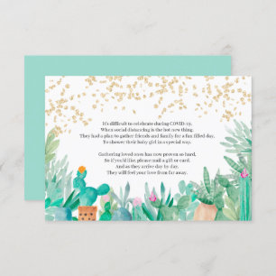 Invitation parties scintillant d'aquarelle en or de cactus in