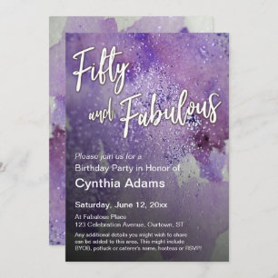 Invitation Parties scintillant d'aquarelle violet gras Cinqua