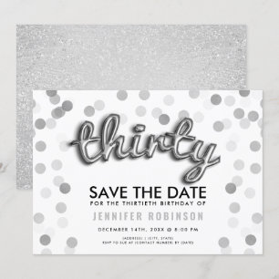 Invitation Parties scintillant d'argent 30e anniversaire Enre