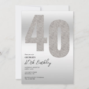 Invitation Parties scintillant d'argent 40e anniversaire de f