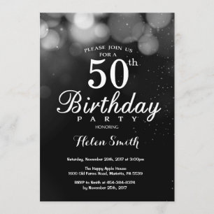 Invitation Parties scintillant d'argent 50e anniversaire Cart
