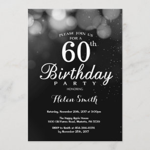 Invitation Parties scintillant d'argent 60e Anniversaire Cart