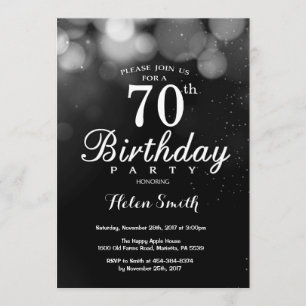 Invitation Parties scintillant d'argent 70e anniversaire Invi
