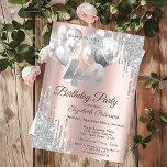 Invitation Parties scintillant d'argent Ballons 40e anniversa<br><div class="desc">Moderne,  chic et glamour,  avec des gouttes de parties scintillant argentée,  et des ballons sur un arrière - plan or rose.</div>