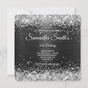 Invitation Parties scintillant d'argent Black Foil 40e annive