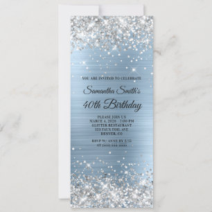 Invitation Parties scintillant d'argent bleu clair huile 40e