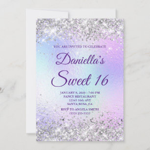 Invitation Parties scintillant d'argent brillant Iridescente