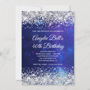 Invitation Parties scintillant d'argent Celestial Aqua Blue 4