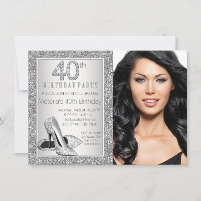 Invitation Parties scintillant d'argent Chaussure haute talon (Devant)