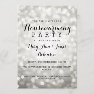 Invitation Parties scintillant d'argent de la fête du réchauf