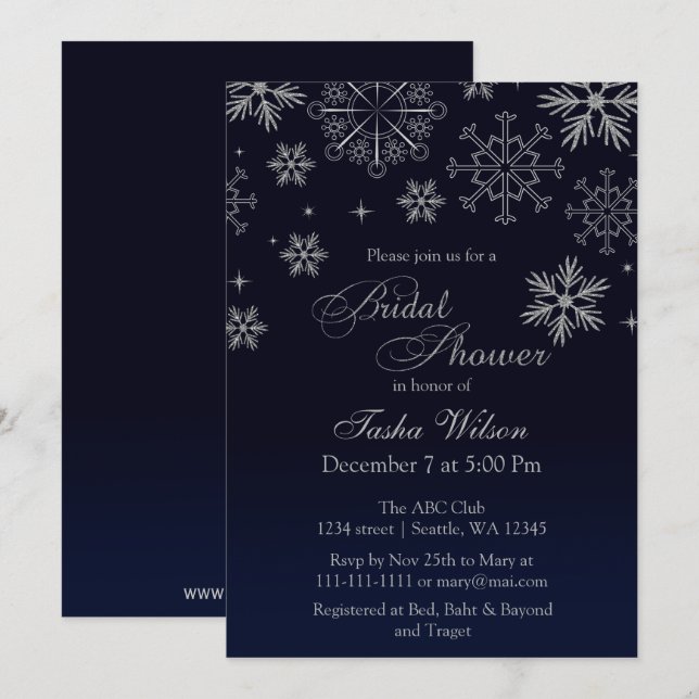 Invitation Parties scintillant d'argent de la Marine Invitati (Devant / Derrière)