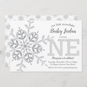 Invitation Parties scintillant d'argent de Little Snowflake 1