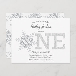 Invitation Parties scintillant d'argent de Little Snowflake 1