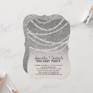 Invitation Parties scintillant D'Argent De Vacances Étincelle