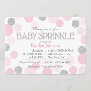 Invitation Parties scintillant d'argent et Baby shower de poi