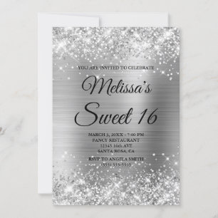 Invitation Parties scintillant d'argent et huile douce 16 Fan