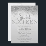 Invitation Parties scintillant d'argent étincelle douce 16 An<br><div class="desc">Parties scintillant d'argent étincelle douce 16 Invitation d'anniversaire</div>