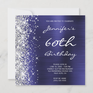 Invitation Parties scintillant d'argent Indigo Blue Foil 60e 