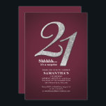 Invitation Parties scintillant d'argent moderne 21e anniversa<br><div class="desc">Créez votre propre surprise de 21e anniversaire en Bourgogne moderne avec les détails de votre fête sur les polices arrière - plans et populaires de Bourgogne que vous pouvez facilement modifier en cliquant sur le bouton "Personnaliser"</div>