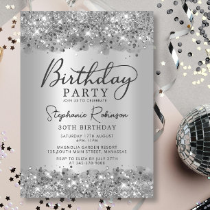 Invitation Parties scintillant d'argent moderne Foil en métal