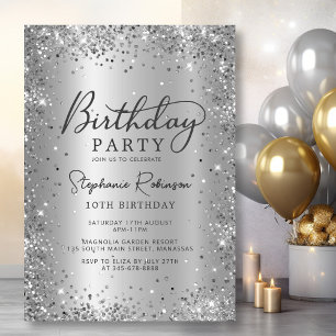Invitation Parties scintillant d'argent moderne Foil métalliq