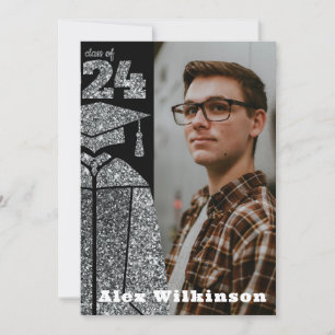 Invitation Parties scintillant d'argent moderne GRAD Casquett