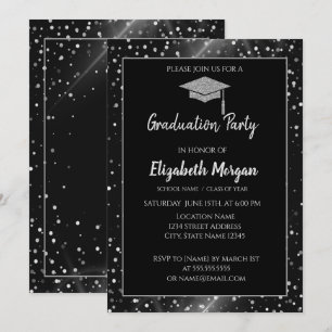 Invitation Parties scintillant d'argent moderne, Pois