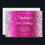 Invitation Parties scintillant d'argent Monogramme rose chaud<br><div class="desc">Créez votre propre monographie chic et élégante invitation à célébrer le 50e anniversaire pour elle. Parties scintillant décorative brillante en argent bords latéraux sur un art numérique de style de feuille de métal brossé rose chaud. Customisez l'invitation et monogramme couleurs ou styles de police. Les scintillants de luxe, la parties...</div>