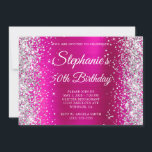Invitation Parties scintillant d'argent Monogramme rose chaud<br><div class="desc">Créez votre propre monographie chic et élégante invitation à célébrer le 50e anniversaire pour elle. Parties scintillant décorative brillante en argent bords latéraux sur un art numérique de style de feuille de métal brossé rose chaud. Customisez l'invitation et monogramme couleurs ou styles de police. Les scintillants de luxe, la parties...</div>