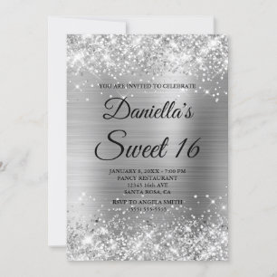 Invitation Parties scintillant d'argent mousseux et huile dou