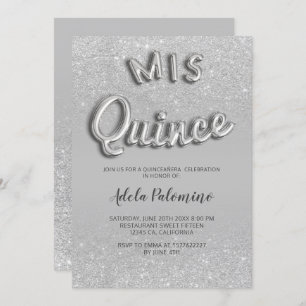 Invitation parties scintillant d'argent ombre ballons gris Qu