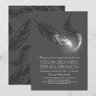 Invitation Parties scintillant d'argent Plumes d'engagement