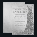 Invitation Parties scintillant d'argent robe femmes 21e fête<br><div class="desc">Parties scintillant d'argent robe femmes 21e anniversaire Invitation de fête -21 et fantastiques Variations à l'invitation et articles correspondants dans notre magasin</div>