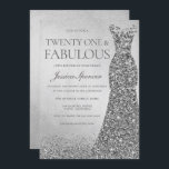 Invitation Parties scintillant d'argent robe femmes 21e fête<br><div class="desc">Parties scintillant d'argent robe femmes 21e anniversaire Invitation de fête -21 et fantastiques Variations à l'invitation et articles correspondants dans notre magasin</div>