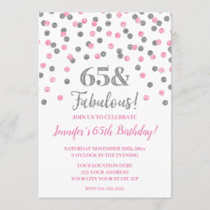 Invitation Parties scintillant d'argent rose Confetti encoura