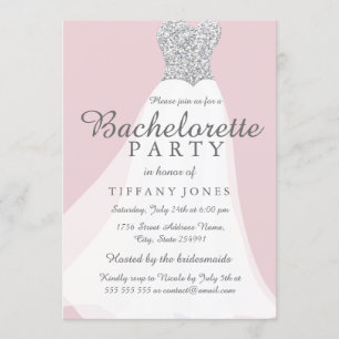Invitation Parties scintillant d'argent rose White Gown Bache