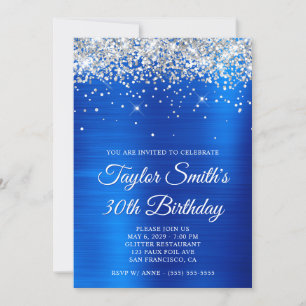 Invitation Parties scintillant d'argent Royal Blue 30e annive