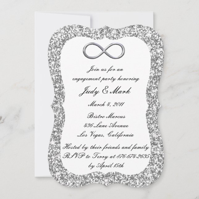 Invitation Parties scintillant d'argent Silver Infinity Party (Devant)