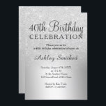 Invitation parties scintillant d'argent sombre métallique 40e<br><div class="desc">Une parties scintillant argentée chic et luxueuse à l'ombre de la feuille métallique avec une élégante typographie calligraphique invitation à 40e anniversaire .</div>