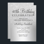 Invitation parties scintillant d'argent sombre métallique 40e<br><div class="desc">Une parties scintillant argentée chic et luxueuse à l'ombre de la feuille métallique avec une élégante typographie calligraphique invitation à 40e anniversaire .</div>