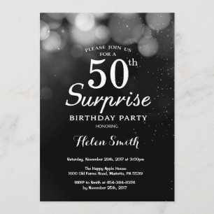 Invitation Parties scintillant d'argent Surprise 50e annivers