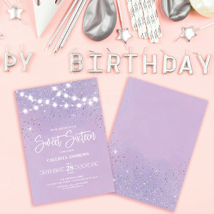 Invitation Parties scintillant d'argent violet étincelles lum