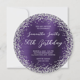 Invitation Parties scintillant d'argent Violet foncé huile 50