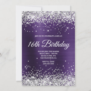 Invitation Parties scintillant d'argent Violet foncé Ombre Fo