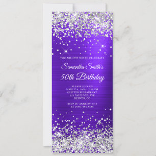 Invitation Parties scintillant d'argent Violet Indigo 50e ann