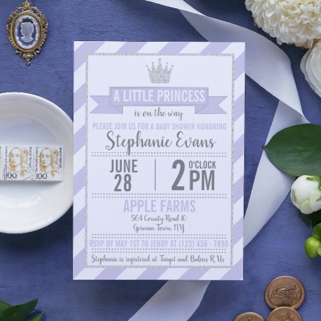 Invitation Parties scintillant d'argent violet  princesse Bab (Créateur téléchargé)