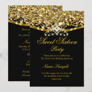 Invitation Parties scintillant de 16 parties Sweet Gold Black