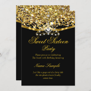 Invitation Parties scintillant de 16 parties Sweet Gold Black