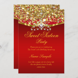 Invitation Parties scintillant de 16 parties Sweet Red Gold I