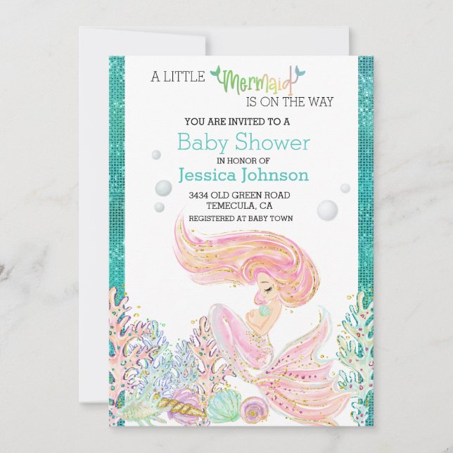 Invitation Parties scintillant de Baby shower d'aquarelle pet (Devant)